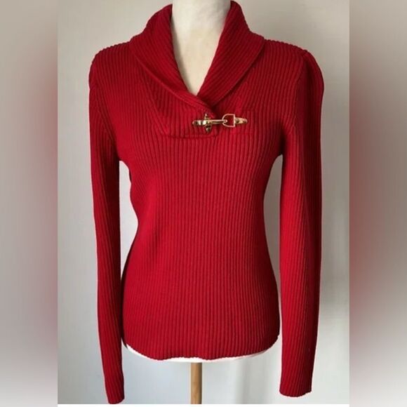 Ralph Lauren Women’s Knit Sweater Buckle Hardware 100%Cotton Size M - Picture 1 of 12